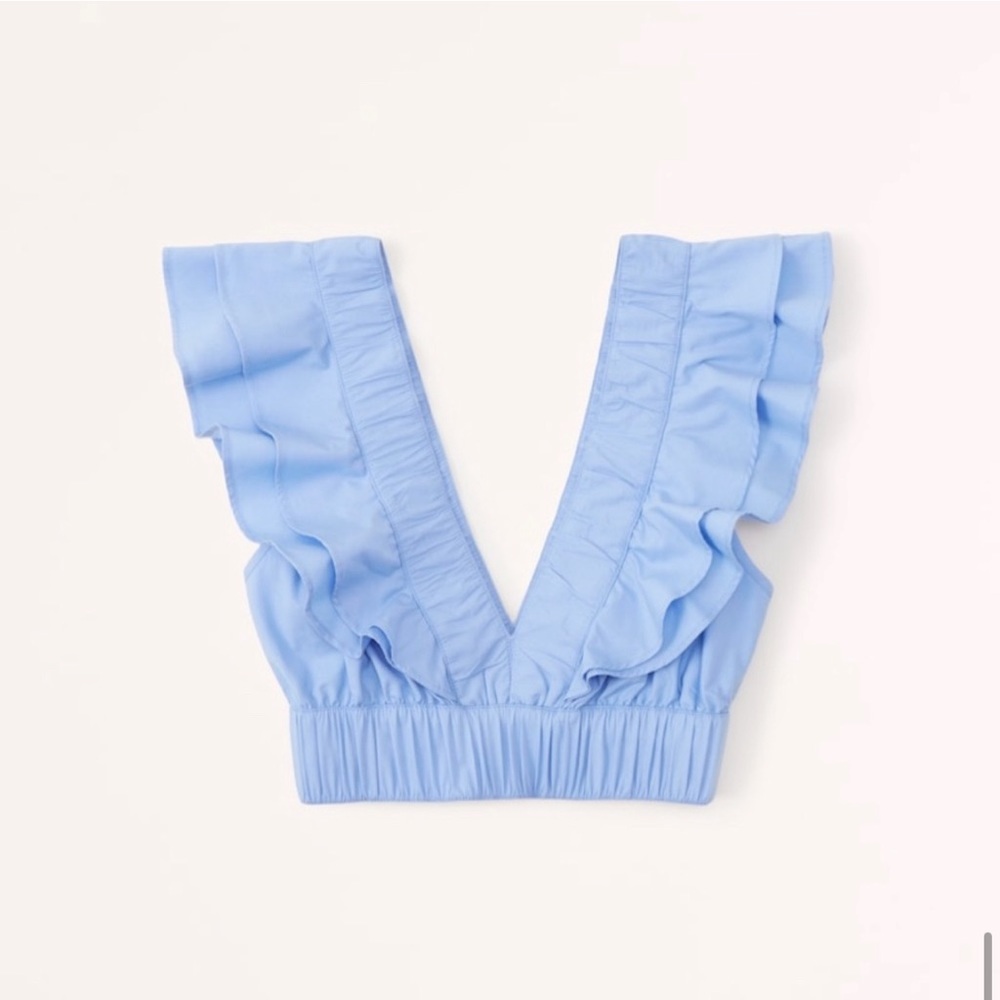 Abercrombie Drama Collar Ruffle Poplin Top